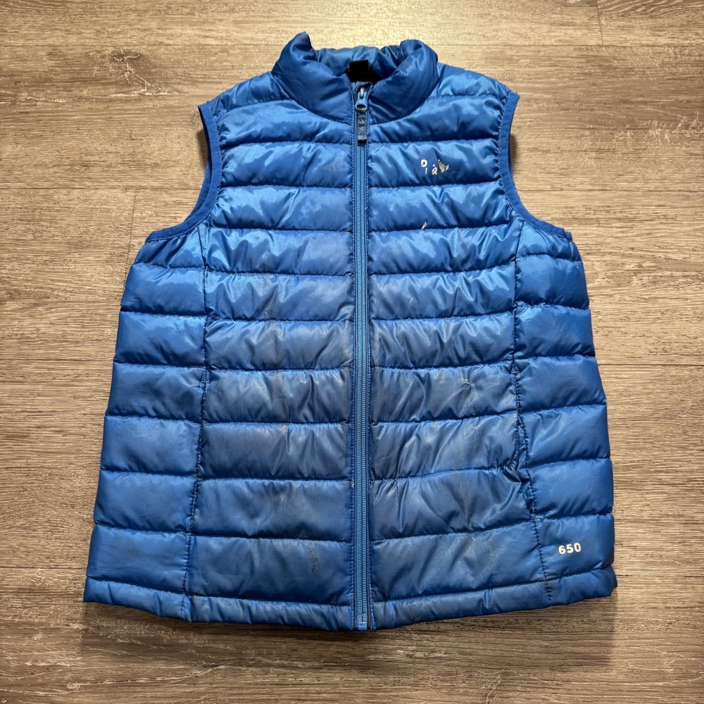 Eddie Bauer Puffer Vest Boys M 10/12 Blue Polyester Down 650 Fill Quilted Winter
